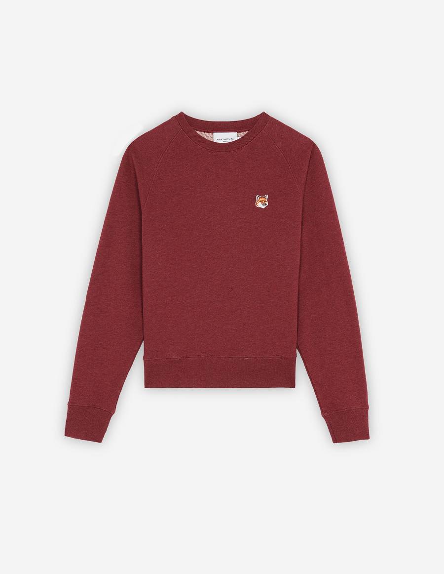 Burgundy Women\'s Maison Kitsune Fox Head Patch Adjusted Sweatshirts | AU-J0135