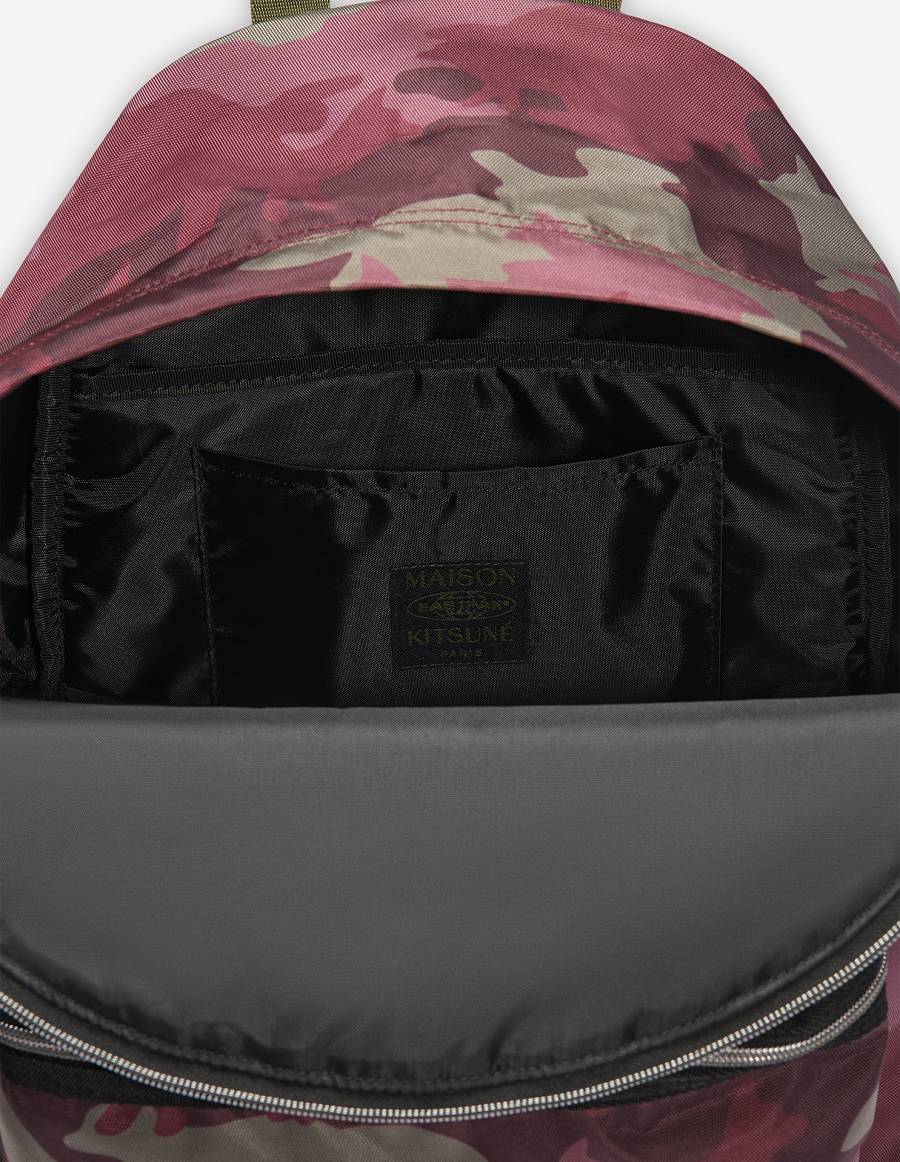 Burgundy Women's Maison Kitsune Mkxeastpak Printed Padded Backpack Bags | AU-K0911