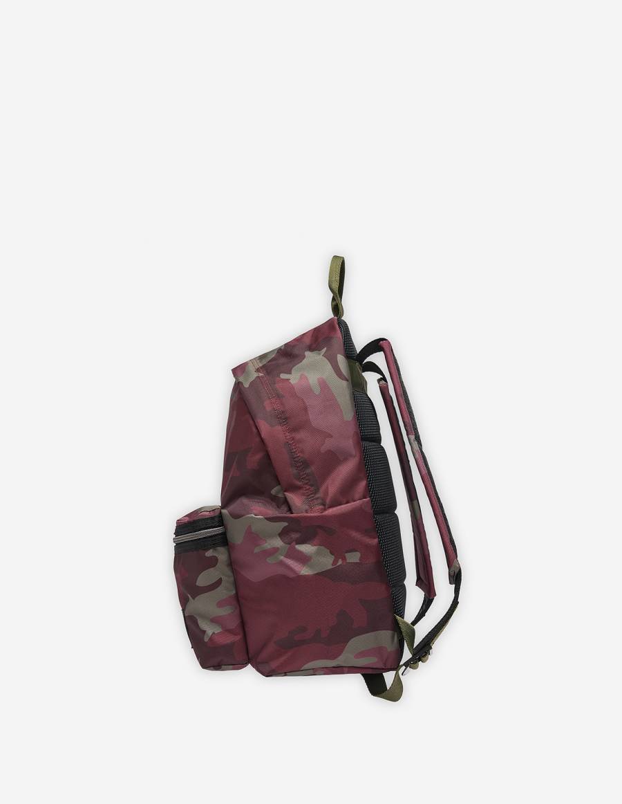 Burgundy Women's Maison Kitsune Mkxeastpak Printed Padded Backpack Bags | AU-K0911