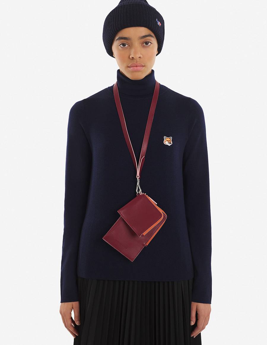 Burgundy Women's Maison Kitsune Multi-pouches With Strap Bags | AU-Z0610