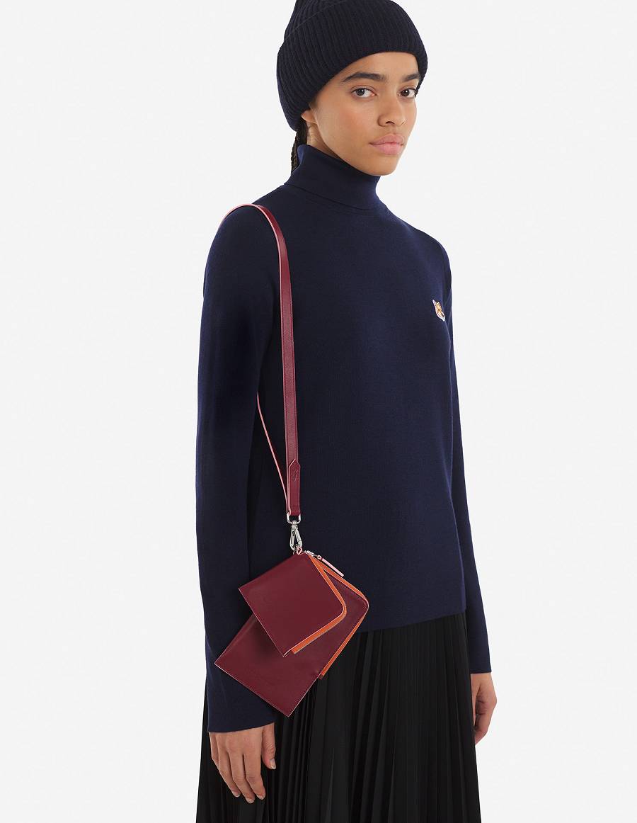 Burgundy Women's Maison Kitsune Multi-pouches With Strap Bags | AU-Z0610