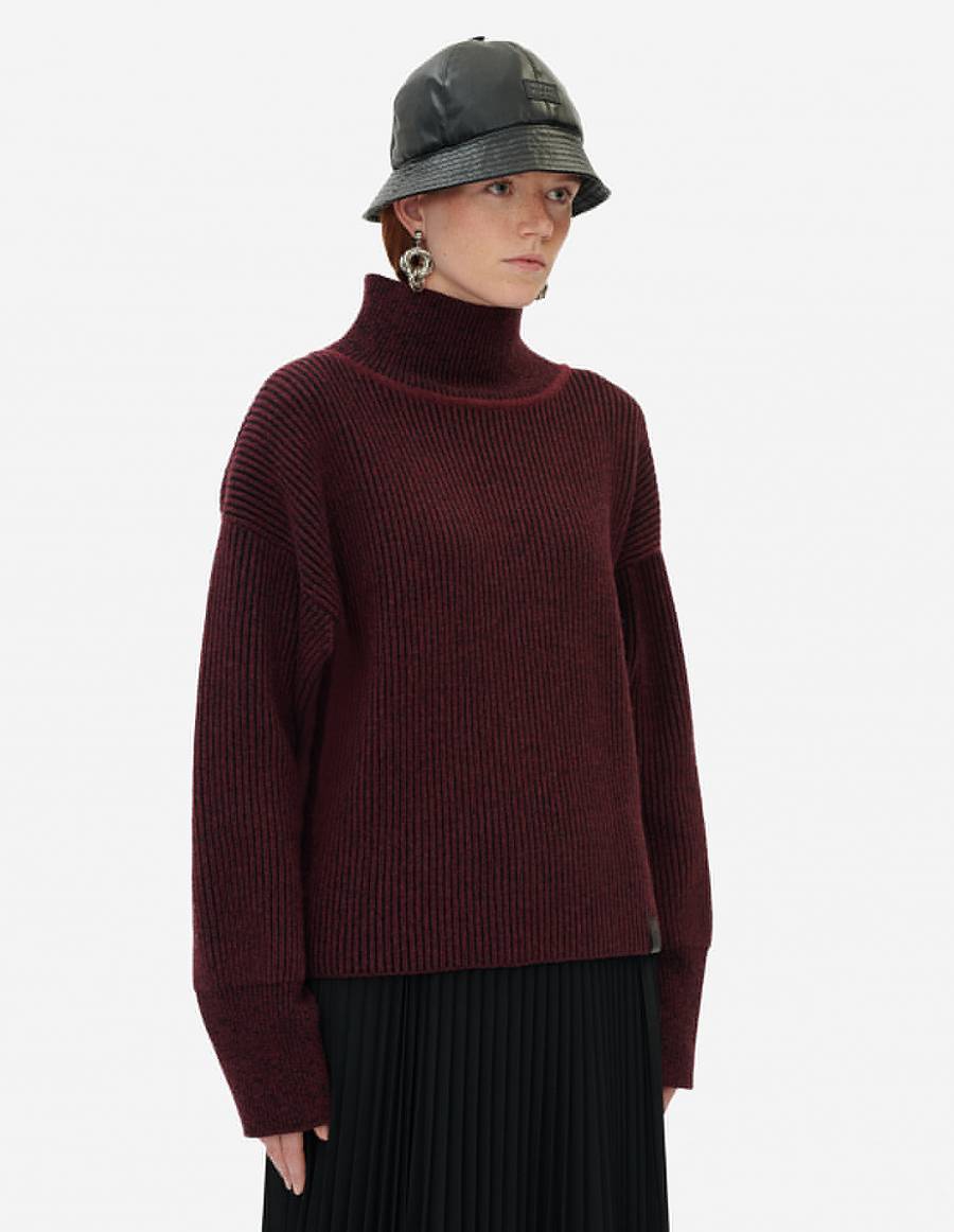 Burgundy Women's Maison Kitsune Plaited Rib Boxy Sweaters | AU-Y0643