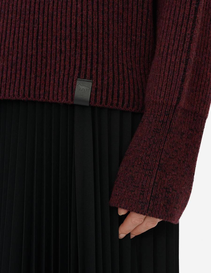 Burgundy Women's Maison Kitsune Plaited Rib Boxy Sweaters | AU-Y0643