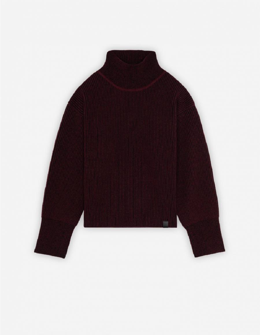 Burgundy Women\'s Maison Kitsune Plaited Rib Boxy Sweaters | AU-Y0643