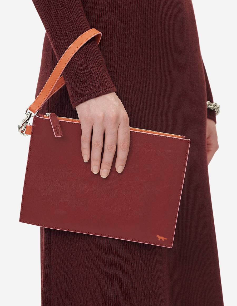 Burgundy Women's Maison Kitsune Profile Fox Pouch With Strap Bags | AU-K0342