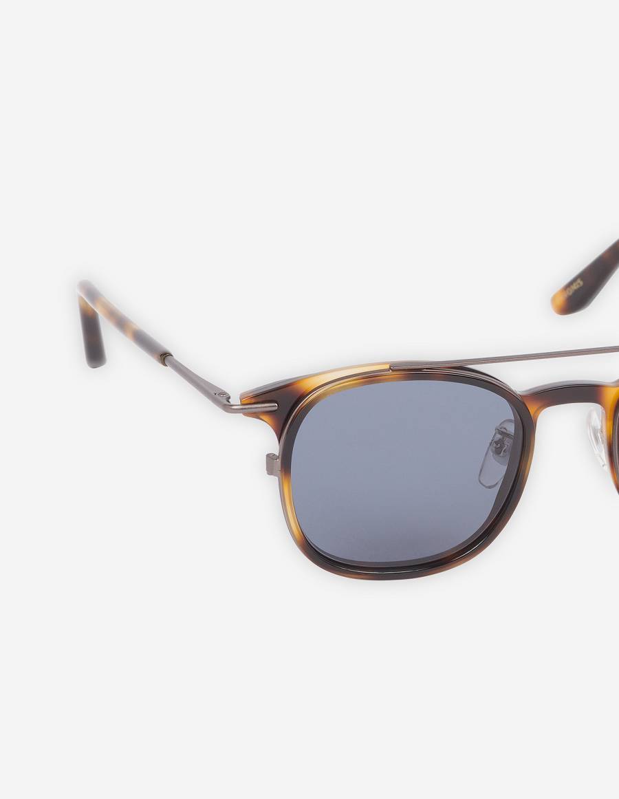 Chocolate Men's Maison Kitsune Mk X Khromis Metal Frame Sunglasses Accessories | AU-W0339