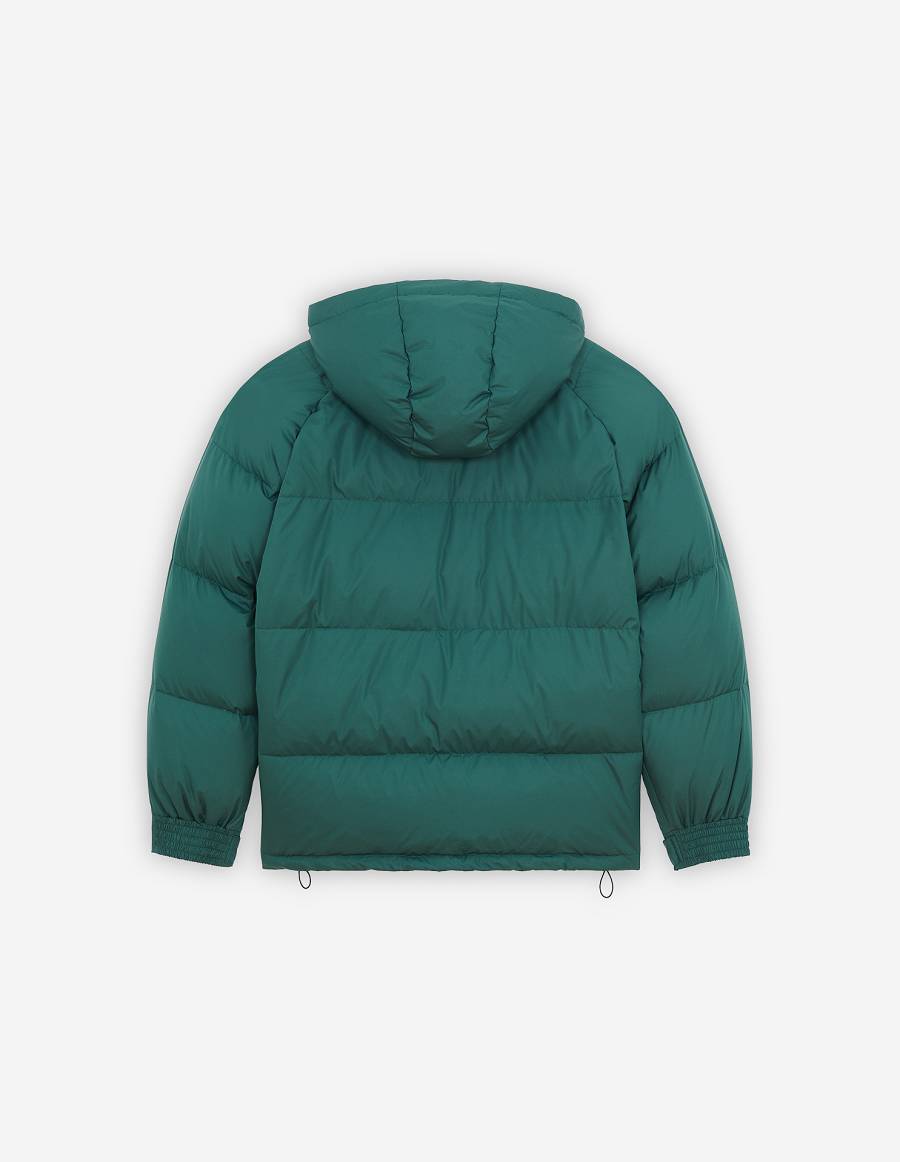 Dark Green Women's Maison Kitsune Short Down Jackets | AU-A437