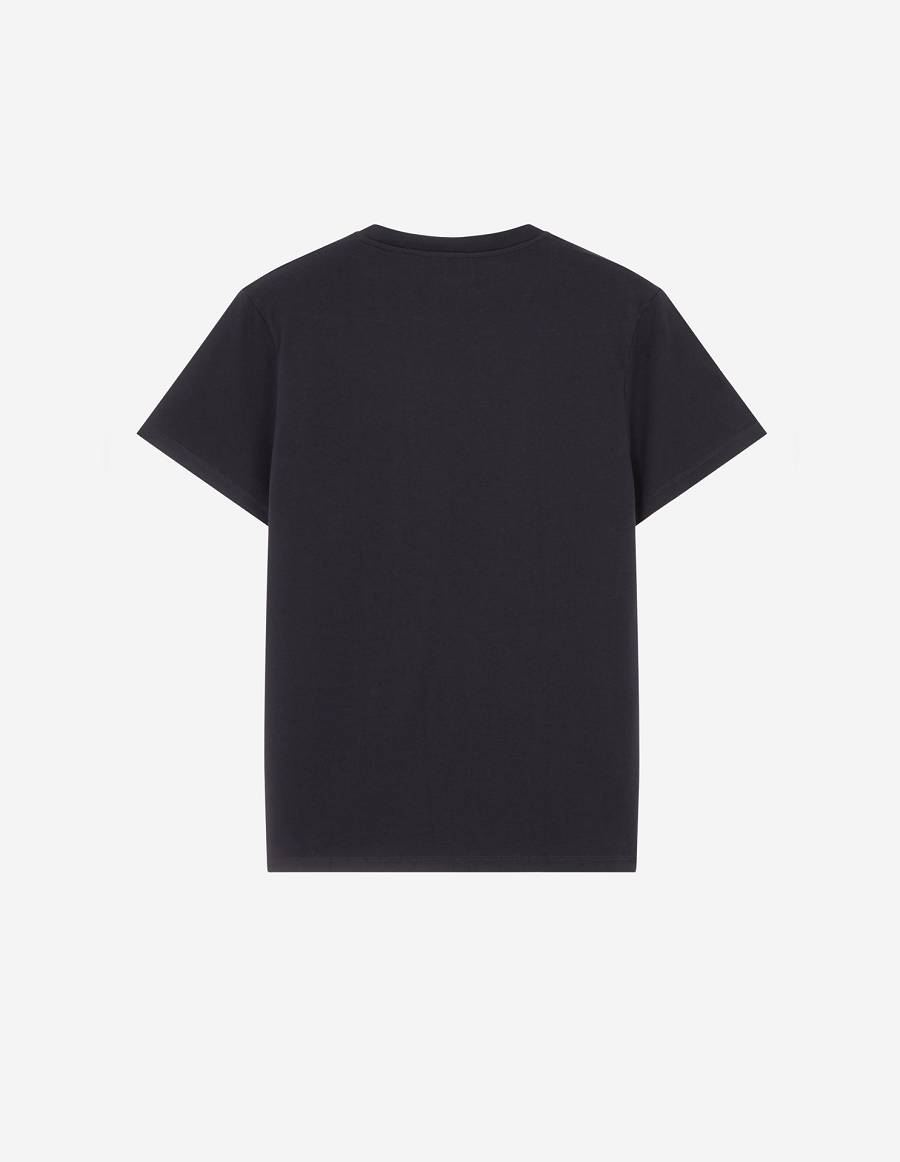 Dark Grey Men's Maison Kitsune Double Fox Head Patch Classic T Shirts | AU-S0536