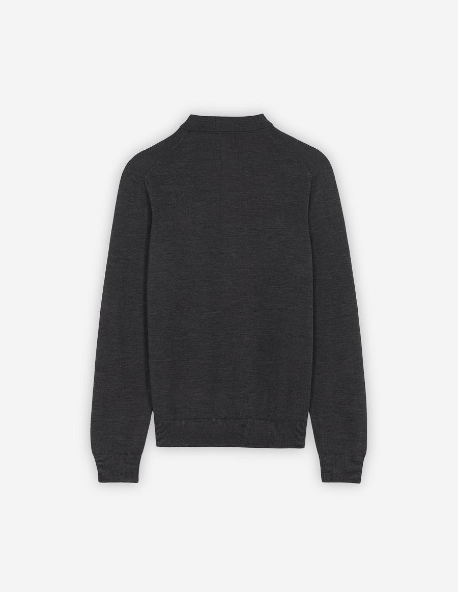 Dark Grey Men's Maison Kitsune Fox Head Patch Jumper Sweaters | AU-W0948