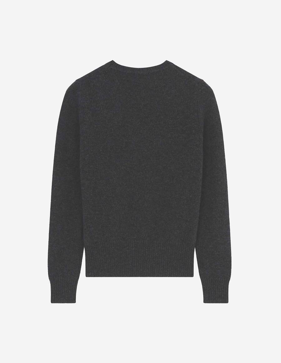 Dark Grey Women's Maison Kitsune Big Fox Head Sweaters | AU-M0892