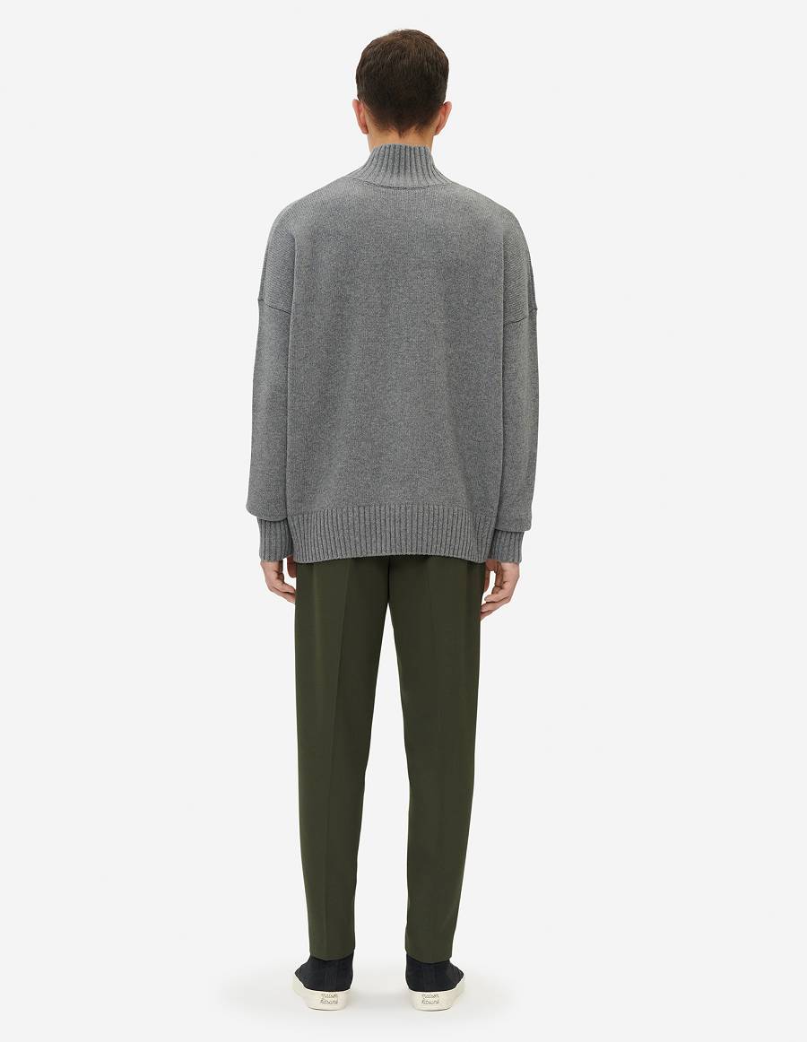 Dark Grey Women's Maison Kitsune Fox Head Oversize High Neck Sweaters | AU-S0183