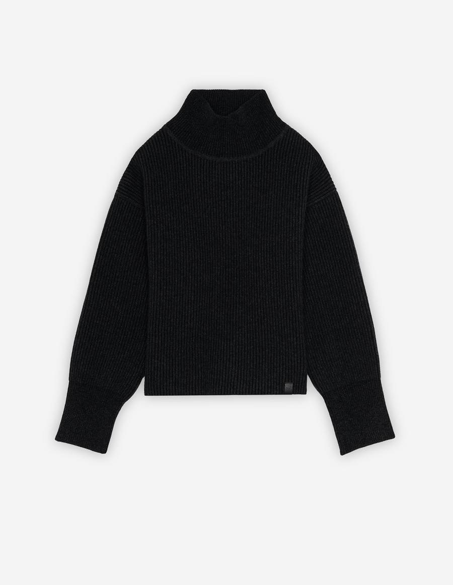 Dark Grey Women\'s Maison Kitsune Plaited Rib Boxy Sweaters | AU-Q0166