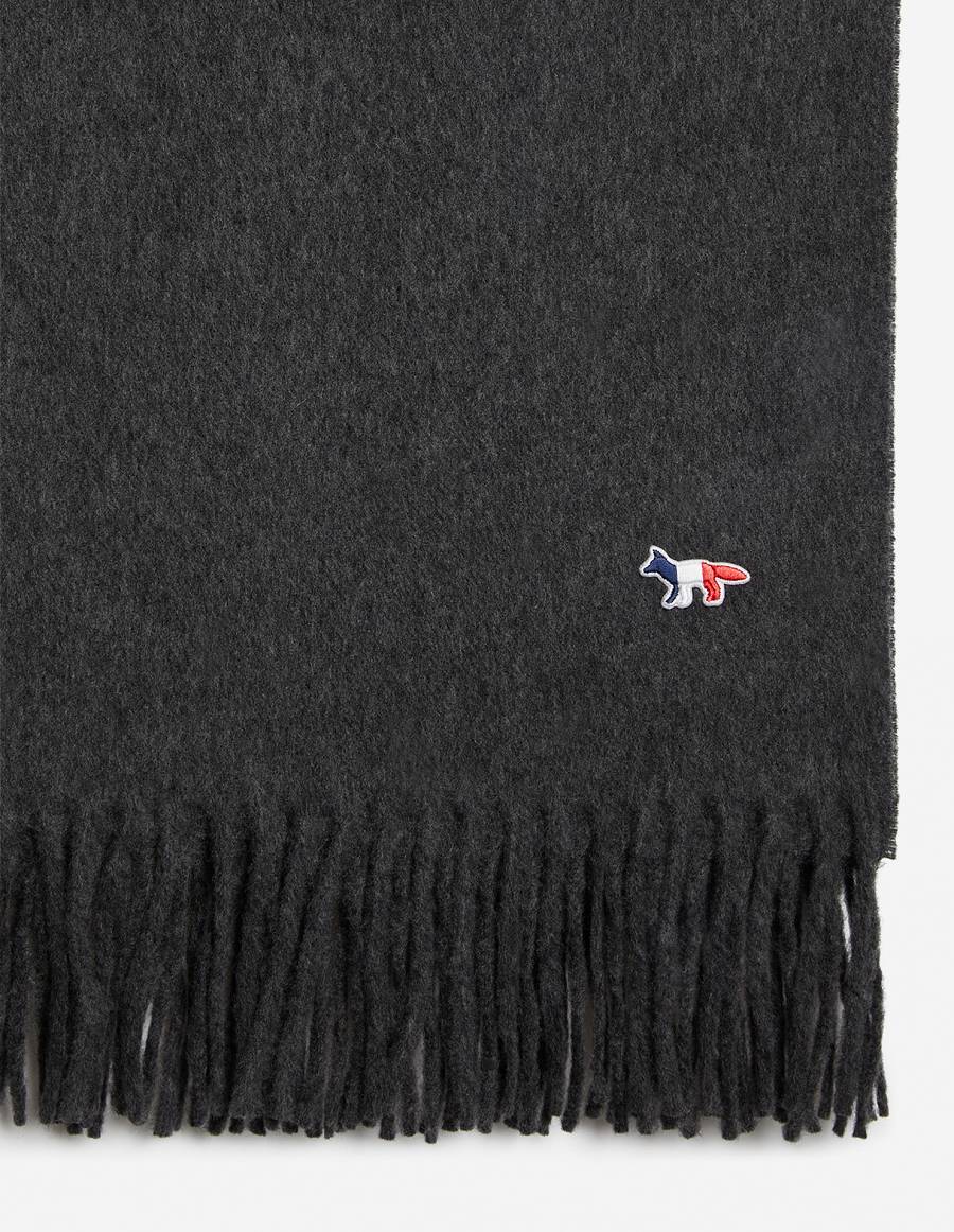 Dark Grey Women's Maison Kitsune Tricolor Fox Patch Wool Scarf | AU-Y0556