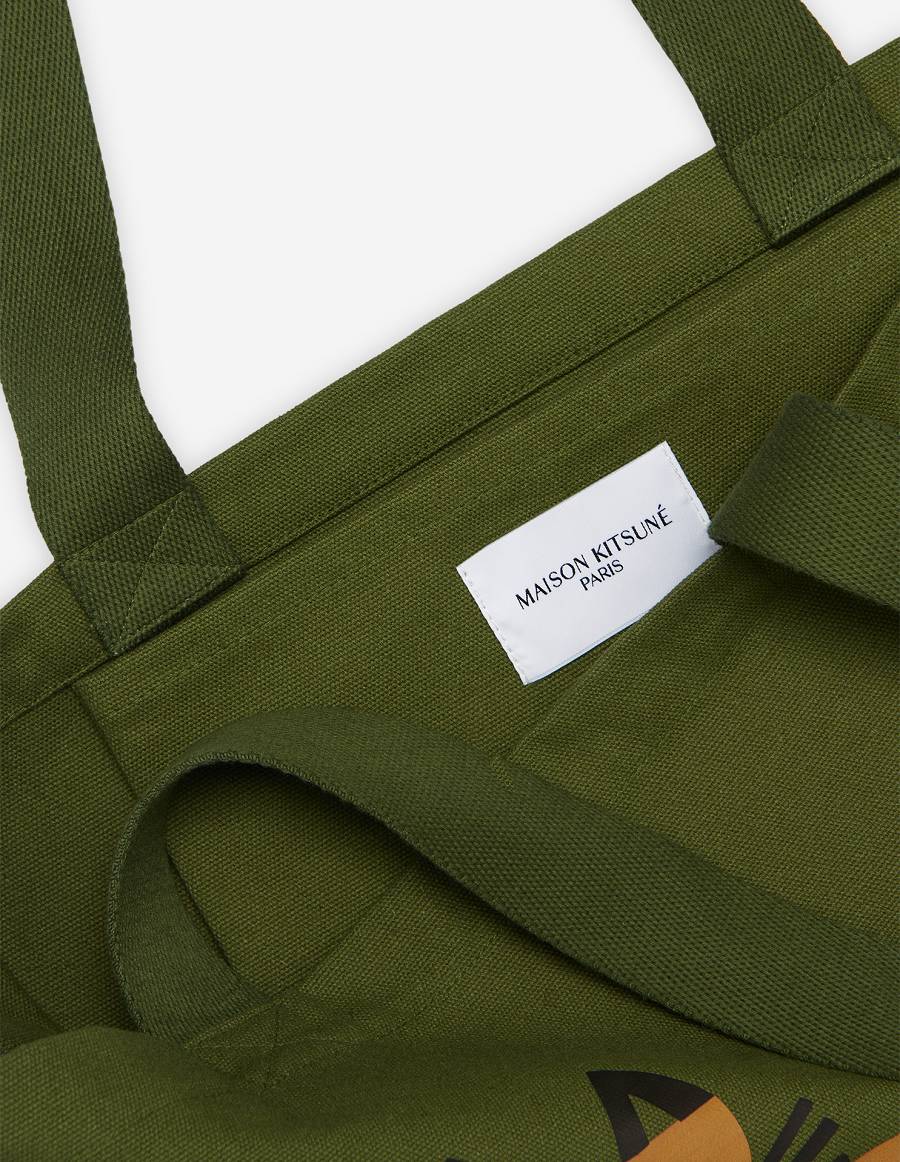 Dark Khaki Men's Maison Kitsune Bill Rebholz Tote Bags | AU-G0191