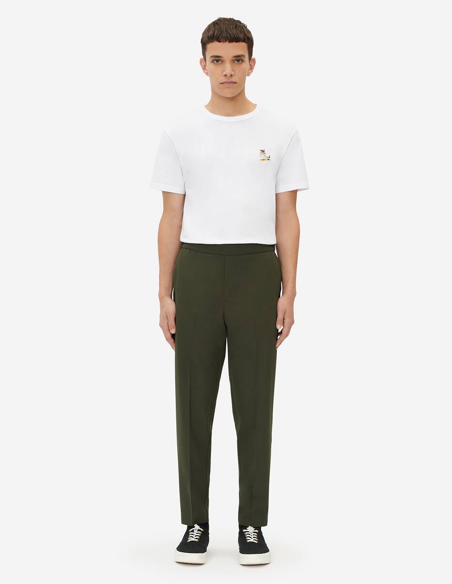 Dark Khaki Men's Maison Kitsune City Pants | AU-M0707