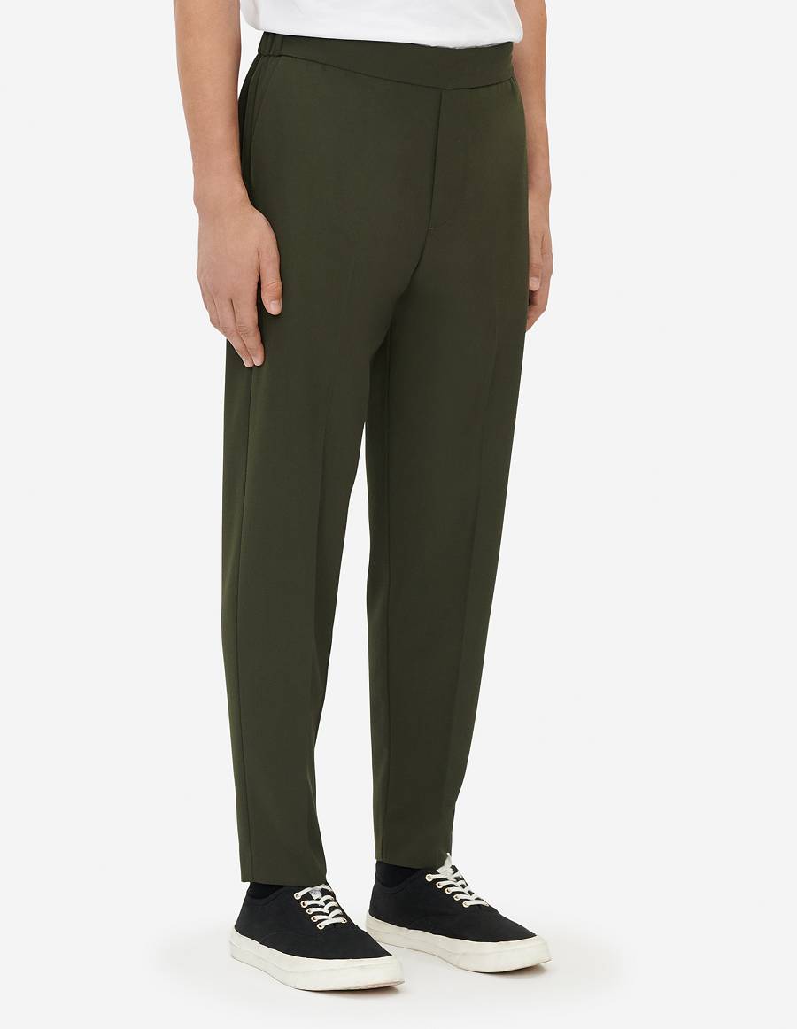 Dark Khaki Men's Maison Kitsune City Pants | AU-M0707