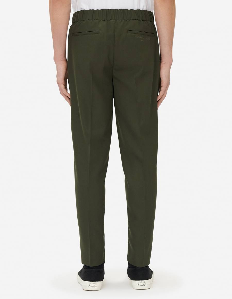 Dark Khaki Men's Maison Kitsune City Pants | AU-M0707