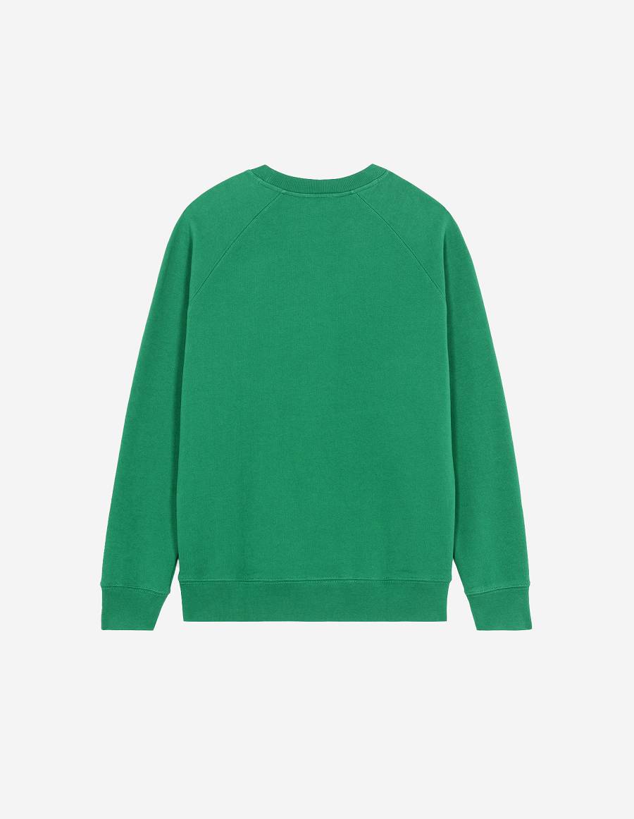 Deep Green Men's Maison Kitsune Fox Head Patch Classic Sweatshirts | AU-F0683