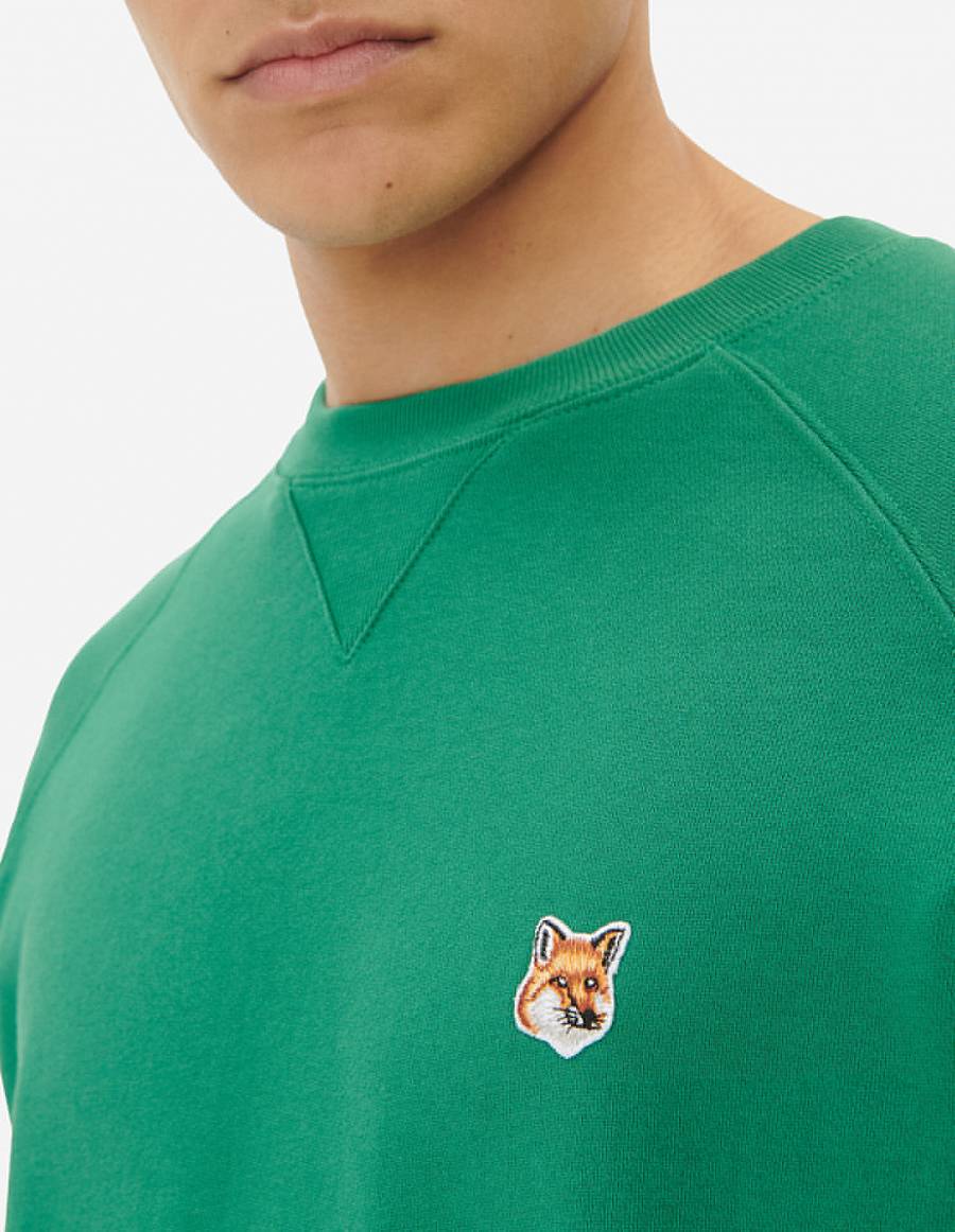 Deep Green Men's Maison Kitsune Fox Head Patch Classic Sweatshirts | AU-F0683