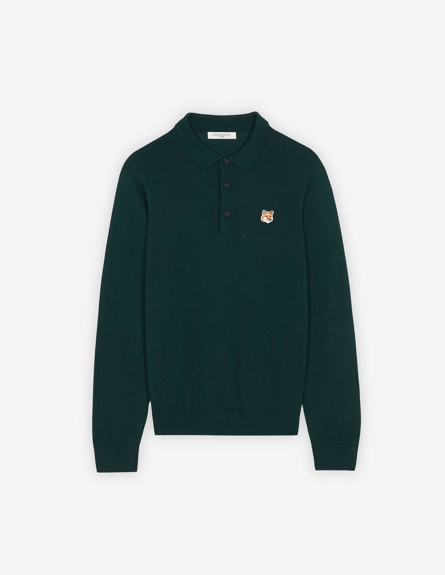 Deep Green Men\'s Maison Kitsune Fox Head Patch Jumper Sweaters | AU-G0481