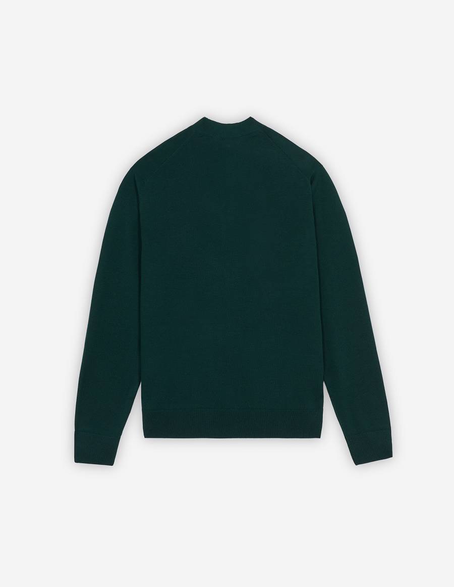 Deep Green Men's Maison Kitsune Fox Head Patch Classic Cardigan | AU-Q0612