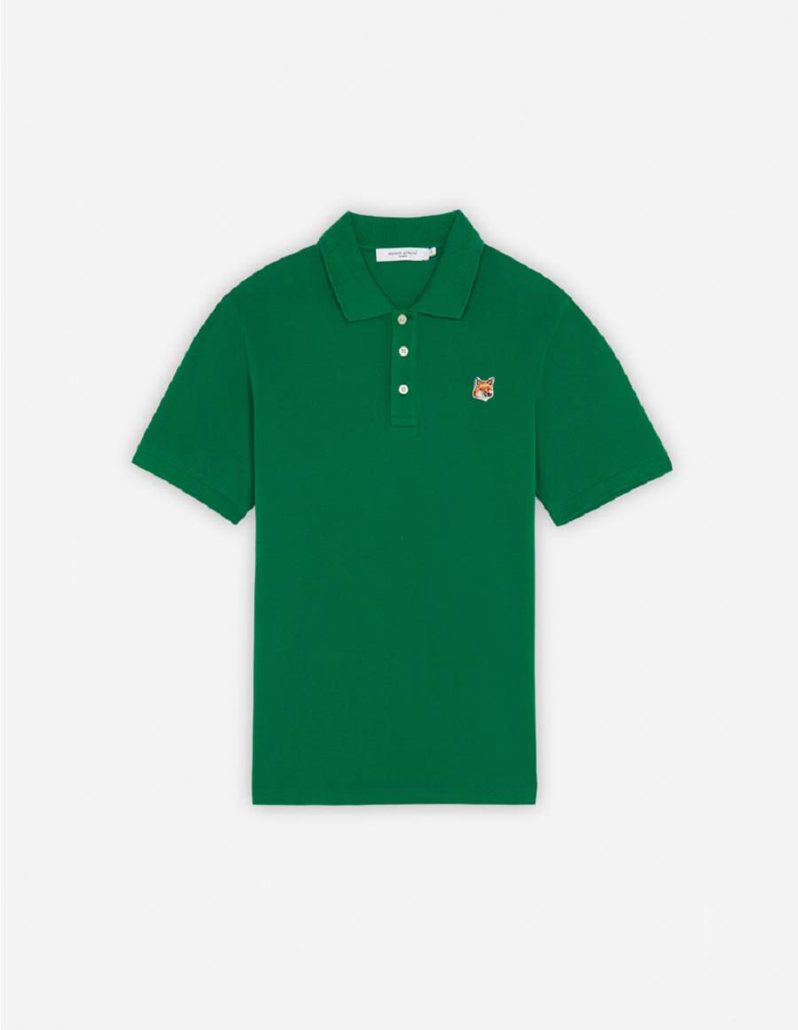 Deep Green Men\'s Maison Kitsune Fox Head Patch Classic Polo | AU-Q0920