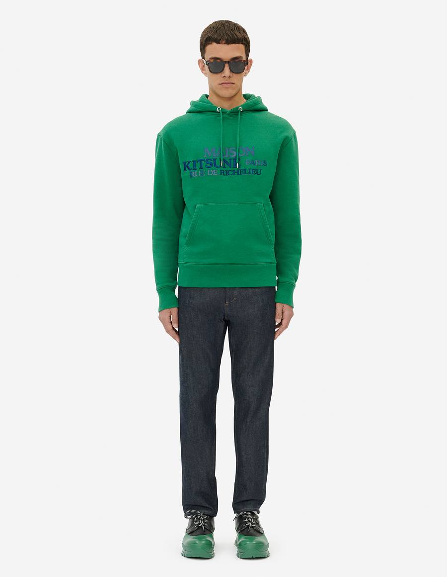 Deep Green Men's Maison Kitsune Rue Richelieu Classic Hoodies | AU-C0724