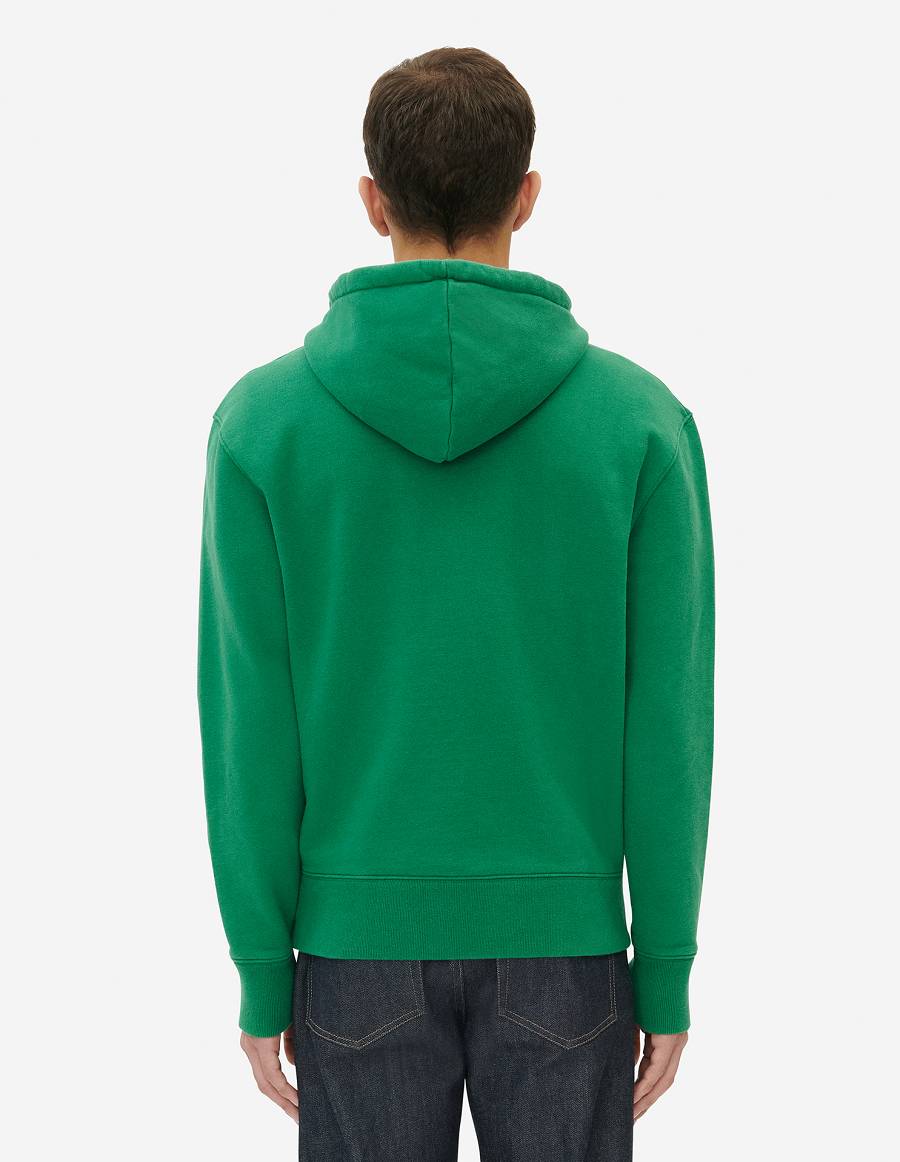 Deep Green Men's Maison Kitsune Rue Richelieu Classic Hoodies | AU-C0724