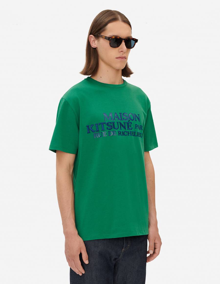 Deep Green Men's Maison Kitsune Rue Richelieu Relaxed T Shirts | AU-O1508