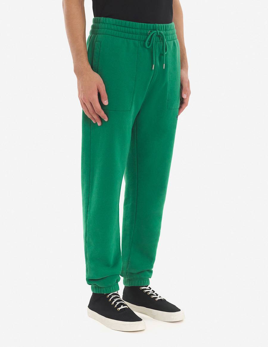 Deep Green Men's Maison Kitsune Rue Richelieu Drawsting Regular Jog Pants | AU-S0560