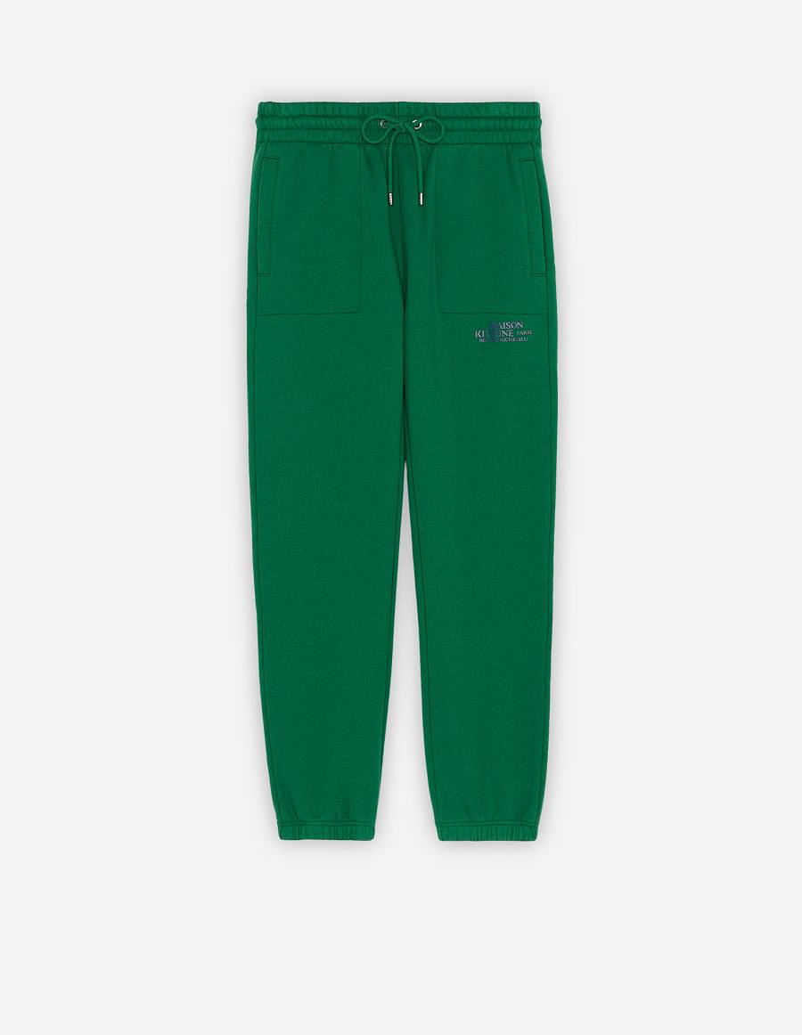 Deep Green Men\'s Maison Kitsune Rue Richelieu Drawsting Regular Jog Pants | AU-S0560