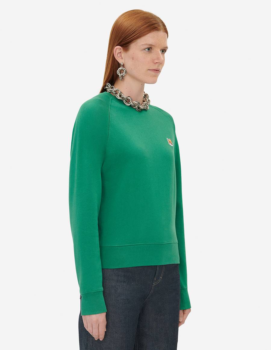 Deep Green Women's Maison Kitsune Fox Head Patch Adjusted Sweatshirts | AU-L0372