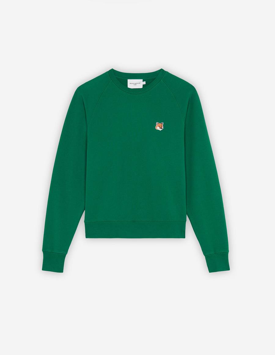 Deep Green Women\'s Maison Kitsune Fox Head Patch Adjusted Sweatshirts | AU-L0372