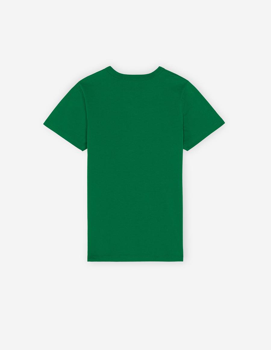 Deep Green Women's Maison Kitsune Fox Head Patch Classic T Shirts | AU-M0301