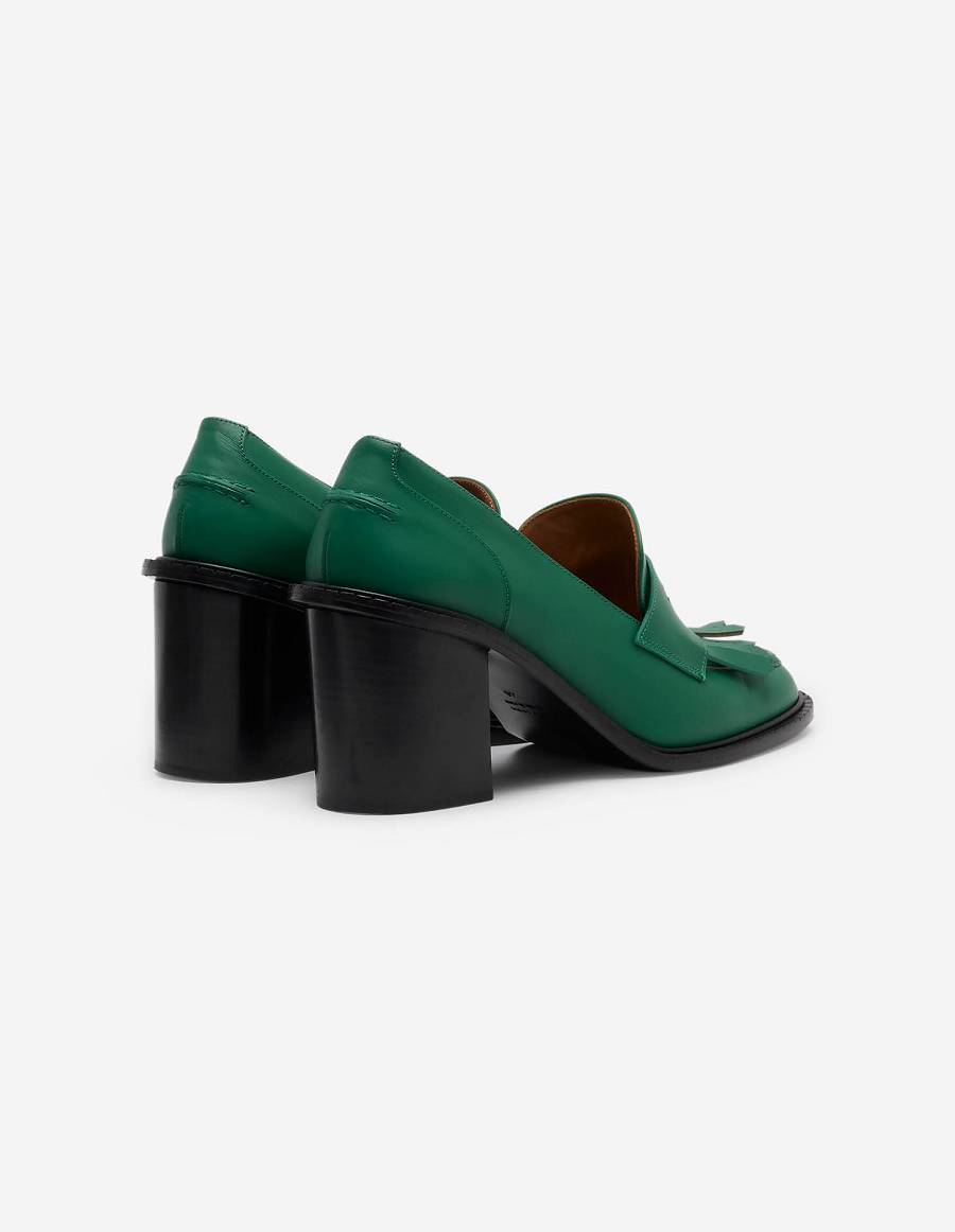 Deep Green Women's Maison Kitsune Mk X Atp Atelier Heeled Loafers | AU-E0439