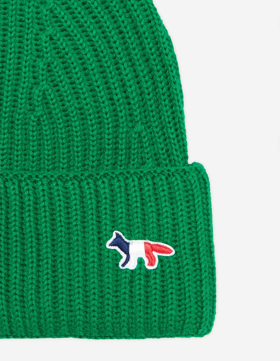 Deep Green Women's Maison Kitsune Tricolor Fox Patch Rib Hats | AU-E0265