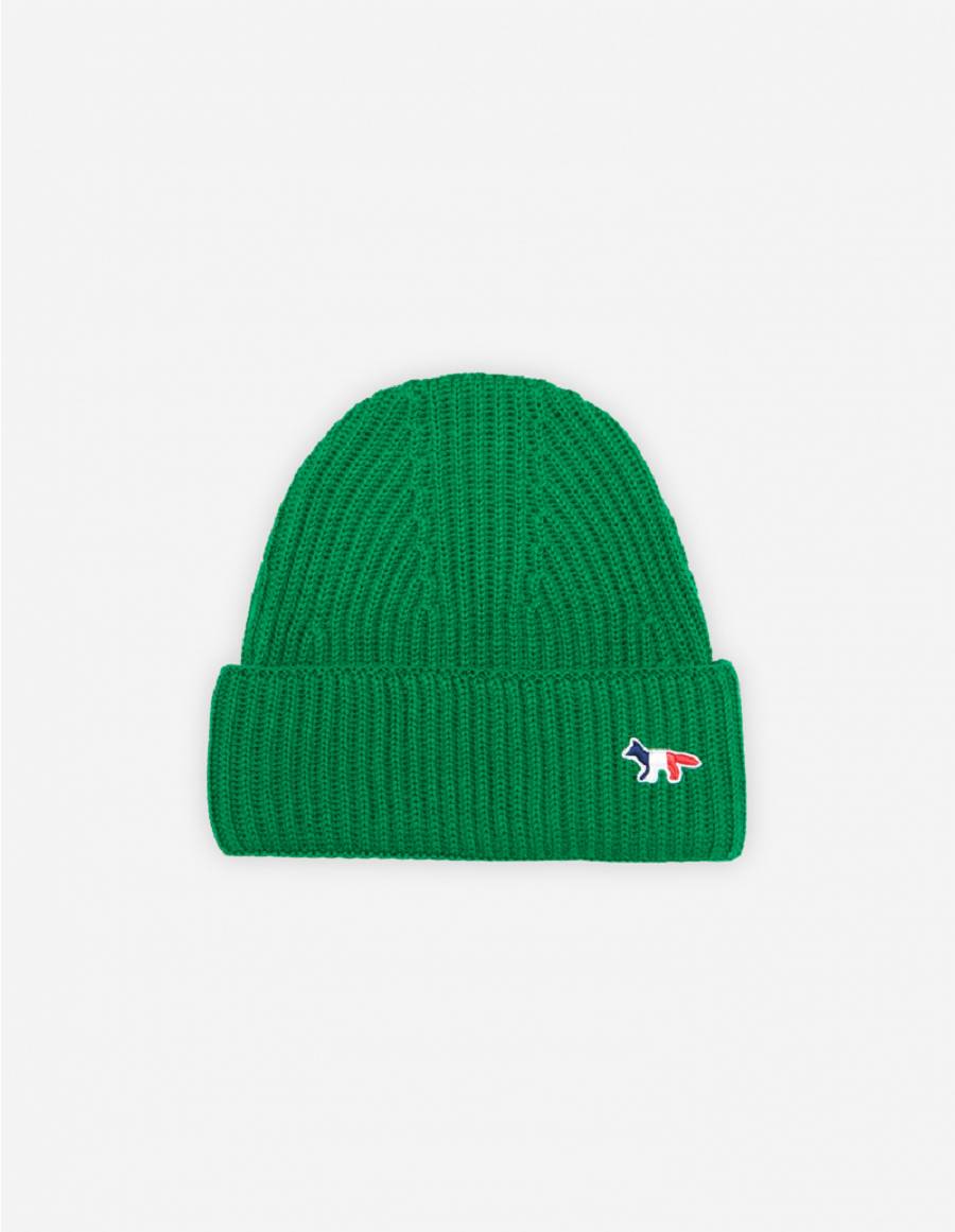 Deep Green Women\'s Maison Kitsune Tricolor Fox Patch Rib Hats | AU-E0265