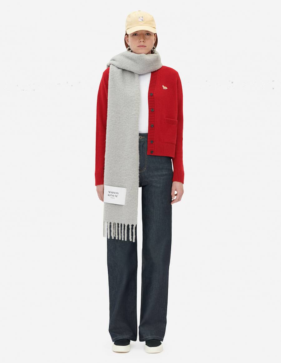 Deep Red Women's Maison Kitsune Baby Fox Pach Boxy Cardigan | AU-S0415