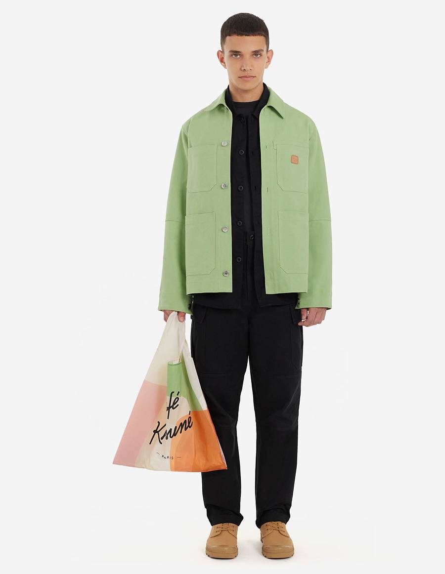 Green Men's Maison Kitsune Cafe Workwear Jackets | AU-H0221