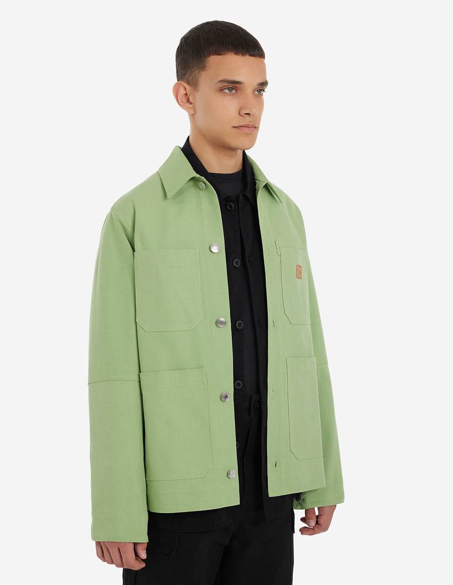 Green Men's Maison Kitsune Cafe Workwear Jackets | AU-H0221