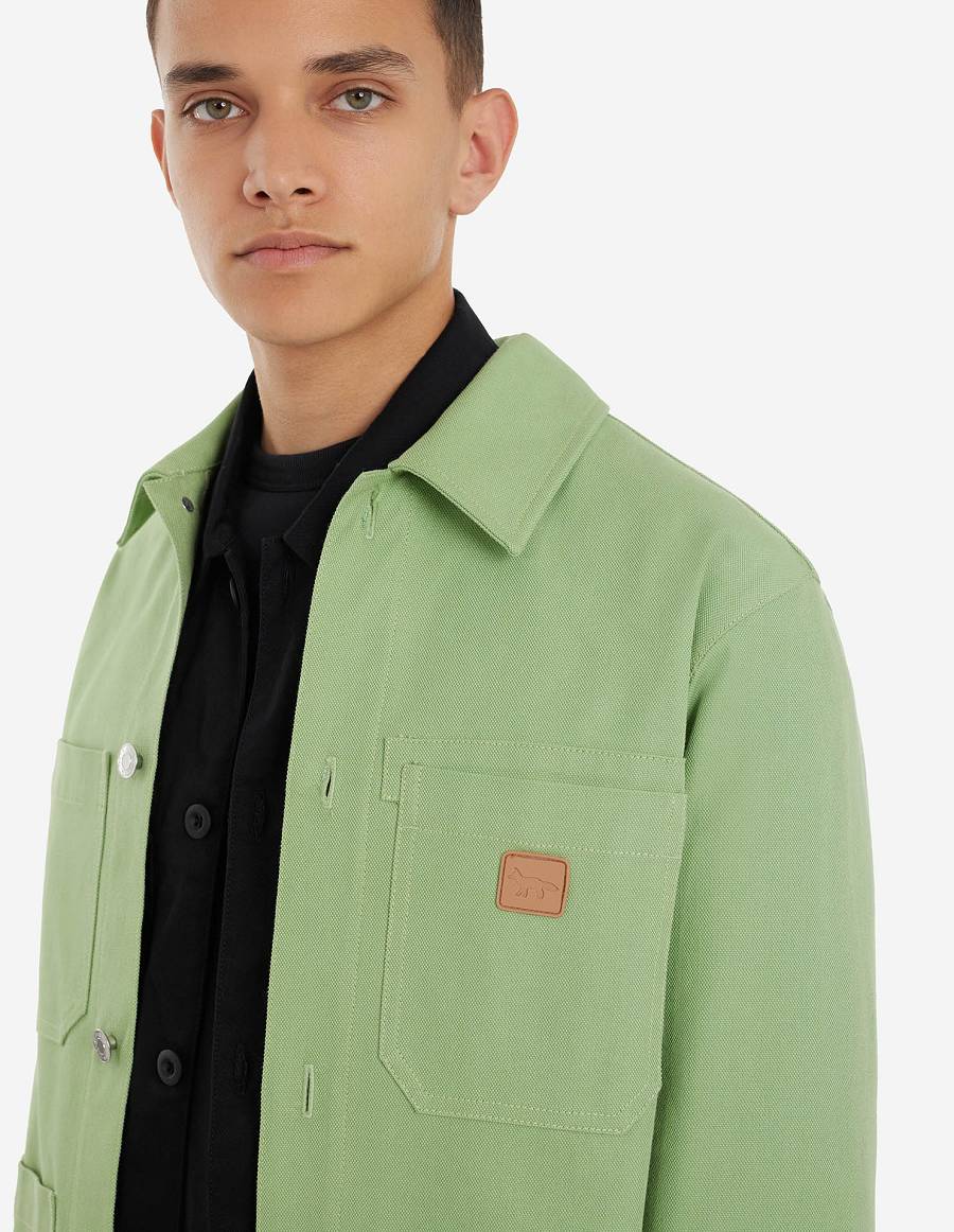 Green Men's Maison Kitsune Cafe Workwear Jackets | AU-H0221