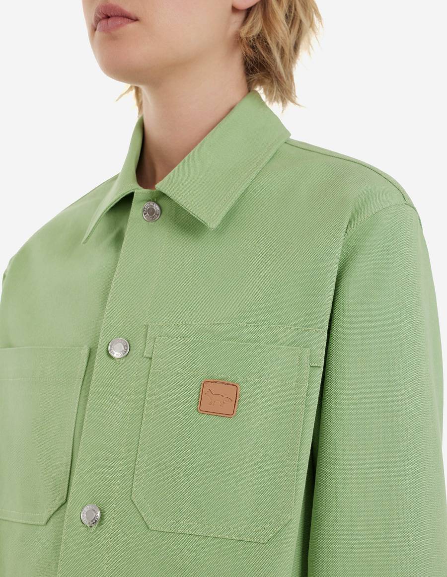 Green Men's Maison Kitsune Cafe Workwear Jackets | AU-H0221