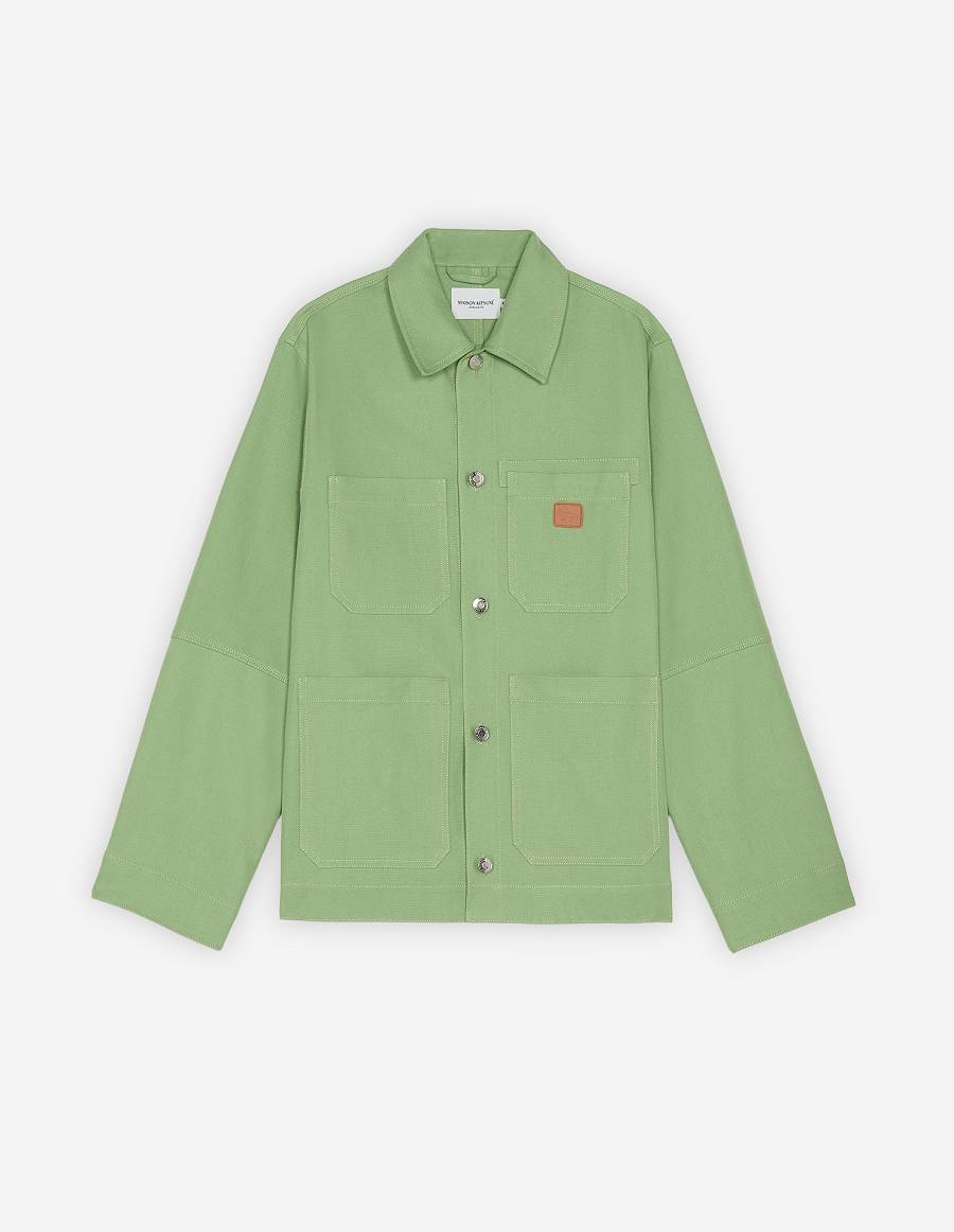 Green Men\'s Maison Kitsune Cafe Workwear Jackets | AU-H0221