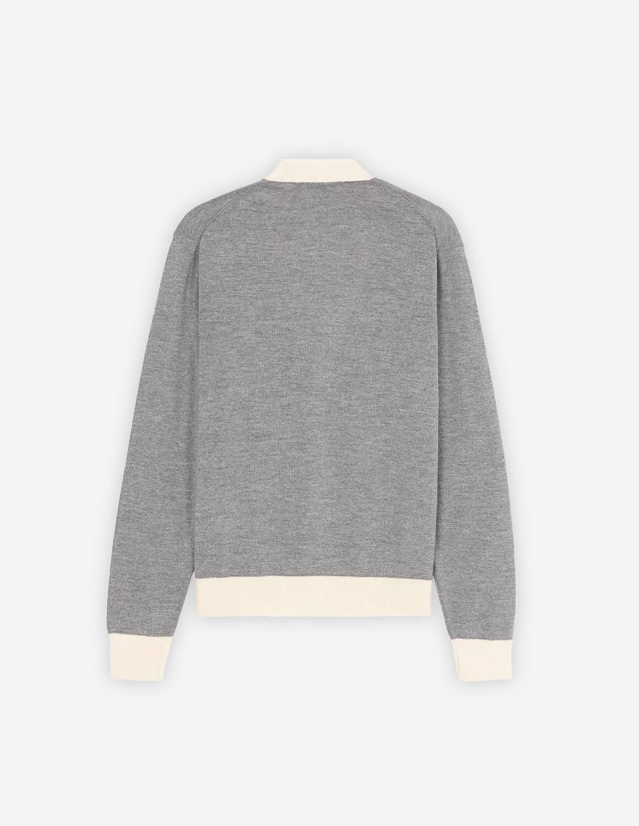 Grey Men's Maison Kitsune Baby Fox Patch Bi-color Classic Cardigan | AU-B0577