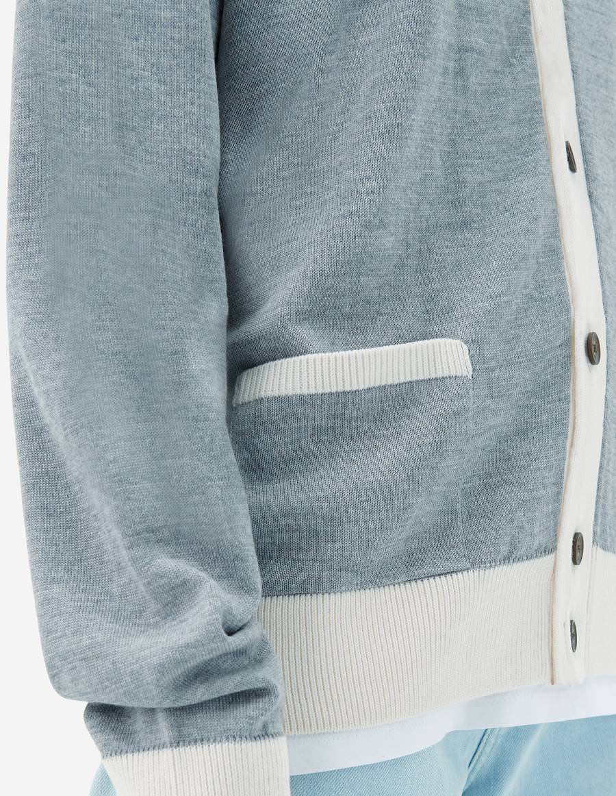 Grey Men's Maison Kitsune Baby Fox Patch Bi-color Classic Cardigan | AU-B0577