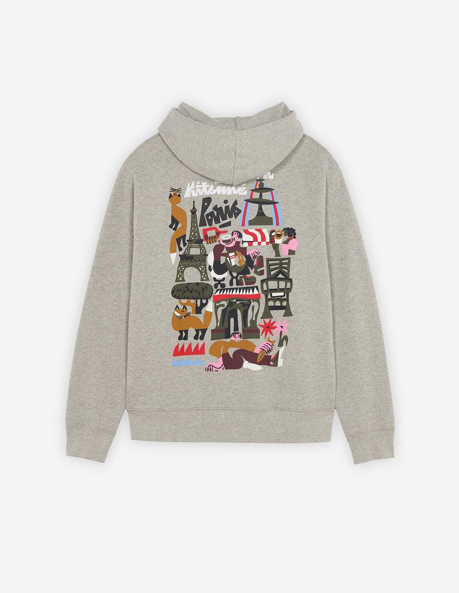 Grey Men's Maison Kitsune Bill Rebholz All Relaxed Hoodies | AU-E0207