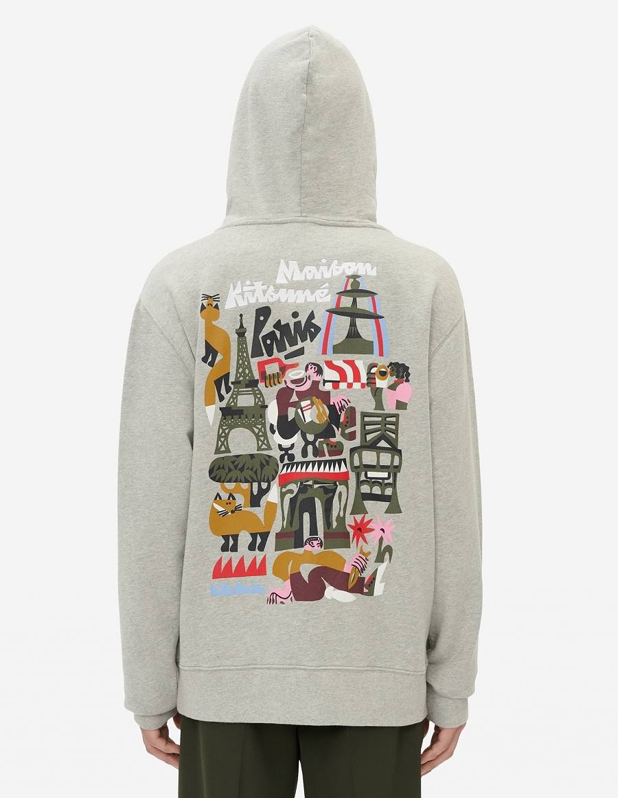 Grey Men's Maison Kitsune Bill Rebholz All Relaxed Hoodies | AU-E0207