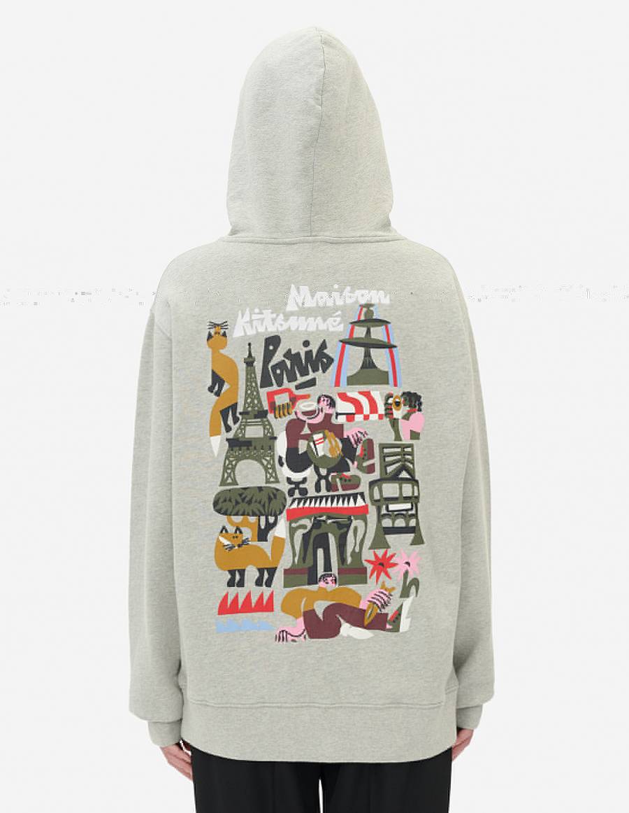 Grey Men's Maison Kitsune Bill Rebholz All Relaxed Hoodies | AU-E0207