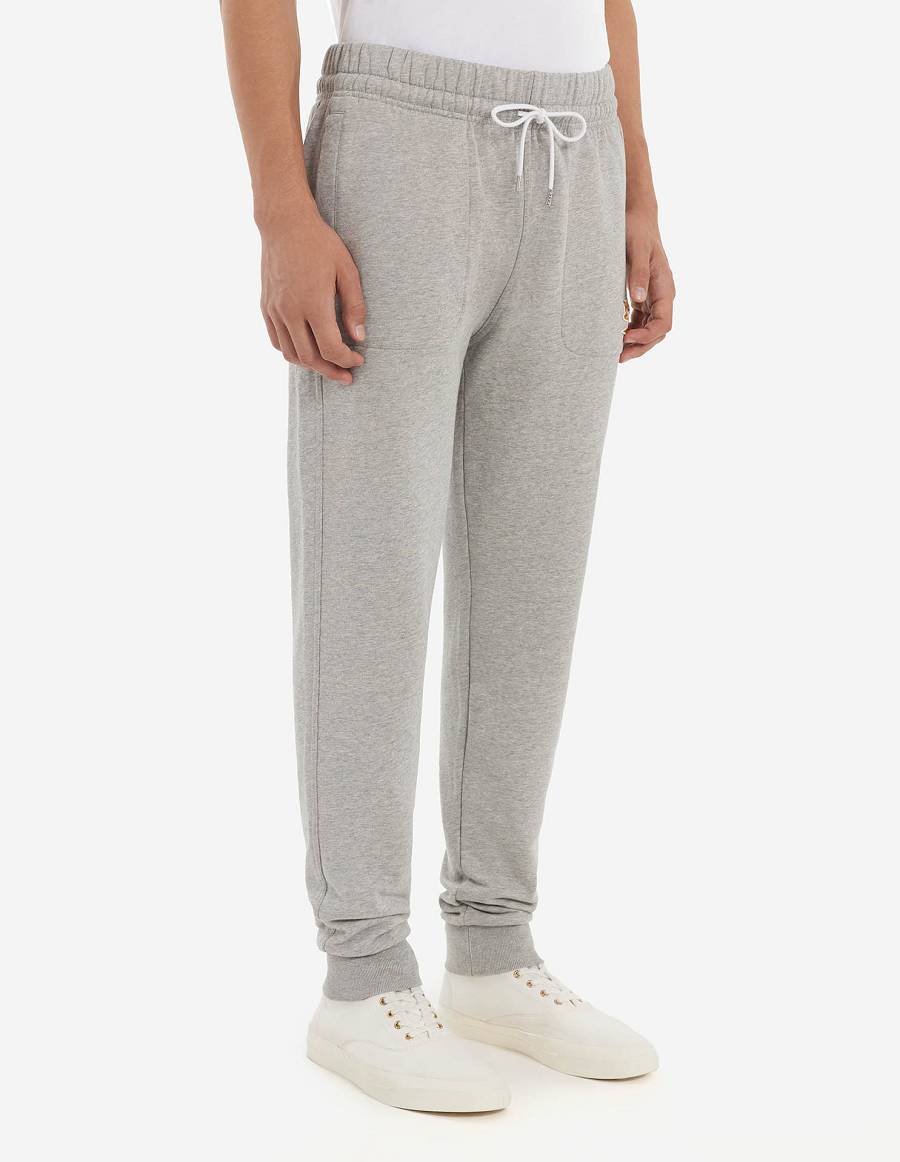 Grey Men's Maison Kitsune Chillax Fox Patch Classic Jog Pants | AU-F0451