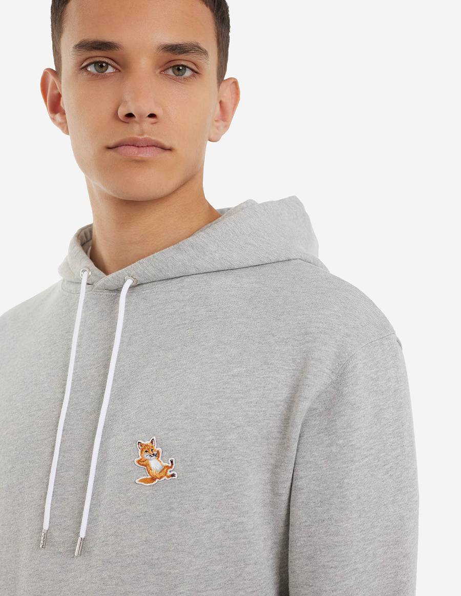 Grey Men's Maison Kitsune Chillax Fox Patch Classic Hoodies | AU-K0593